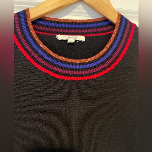 SPLENDID VISCOSE/CASHMERE PULLOVER SWEATER STRIPED COLLAR SZ Large - Picture 3 of 5